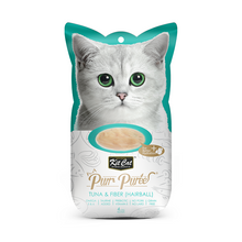 Cargar imagen en el visor de la galería, Kit Cat Purr Puree Tuna & Fiber, snack cremoso para gatos con control de bolas de pelo Pack con 4 sticks de 15 g.