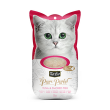 Cargar imagen en el visor de la galería, Kit Cat Purr Puree Tuna & Smoked con atún y pescado ahumado para gatos Fish Pack con 4 sticks de 15 g.