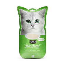 Cargar imagen en el visor de la galería, Kit Cat Purr Puree Plus+ Collagen Care Chicken: snack cremoso para gatos con colágeno y pollo, ideal para piel, pelaje y articulaciones.
Pack con 4 sticks de 15 g.
