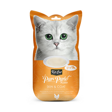 Cargar imagen en el visor de la galería, Kit Cat Purr Puree Plus+ Skin & Coat Chicken: snack funcional para gatos que nutre la piel y promueve un pelaje brillante. Con Omega 3 y 6.
Pack con 4 sticks de 15 g.