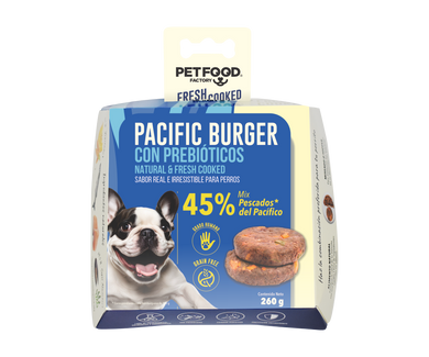 Pet Food Facatory hamburguesa para peros pescados del pacifico, pacific burger