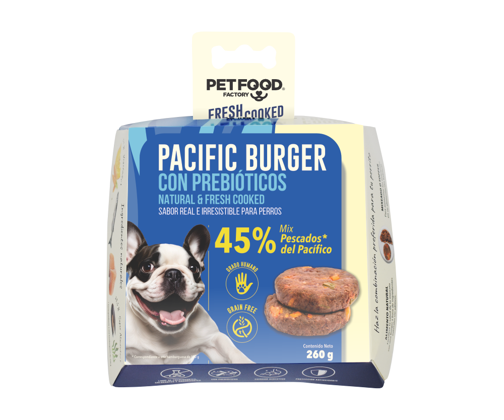 Pet Food Facatory hamburguesa para peros pescados del pacifico, pacific burger