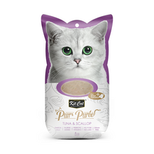 Cargar imagen en el visor de la galería, Kit Cat Purr Puree Tuna &amp; Scallop, on atún y vieiras, alta palatabilidadsnack cremoso  Pack con 4 sticks de 15 g.
