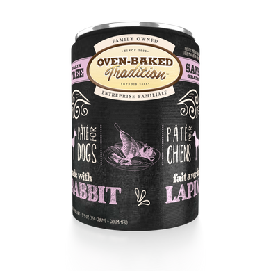 Oven-Baked Tradition Paté Rabbit 354g Alimento húmedo premium para perros adultos sabor conejo