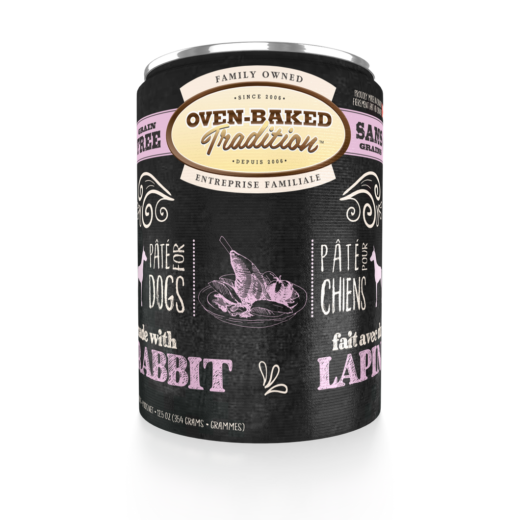 Oven-Baked Tradition Paté Rabbit 354g Alimento húmedo premium para perros adultos sabor conejo