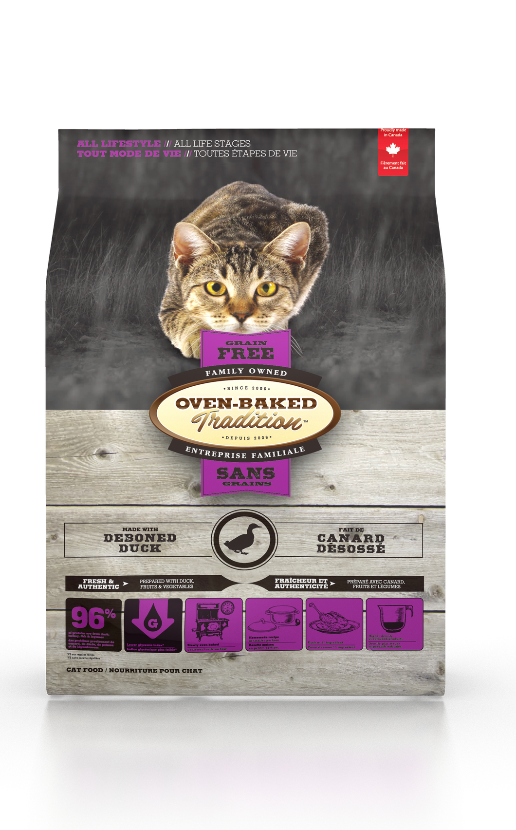 Oven-Baked Grain Free Duck es un alimento para gatos adultos pato libre de granos , obt, 