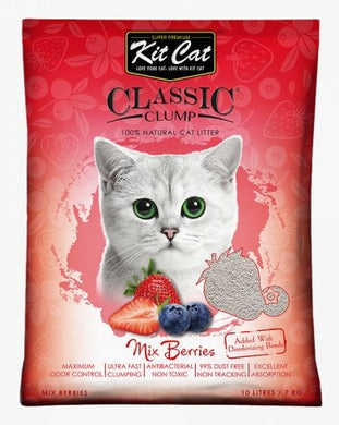 Kit Cat arena sanitaria para gatos , cat litter mix berries , frutos rojos 7 kilos ,bentonita, alta aglutinacion, libre de polvo