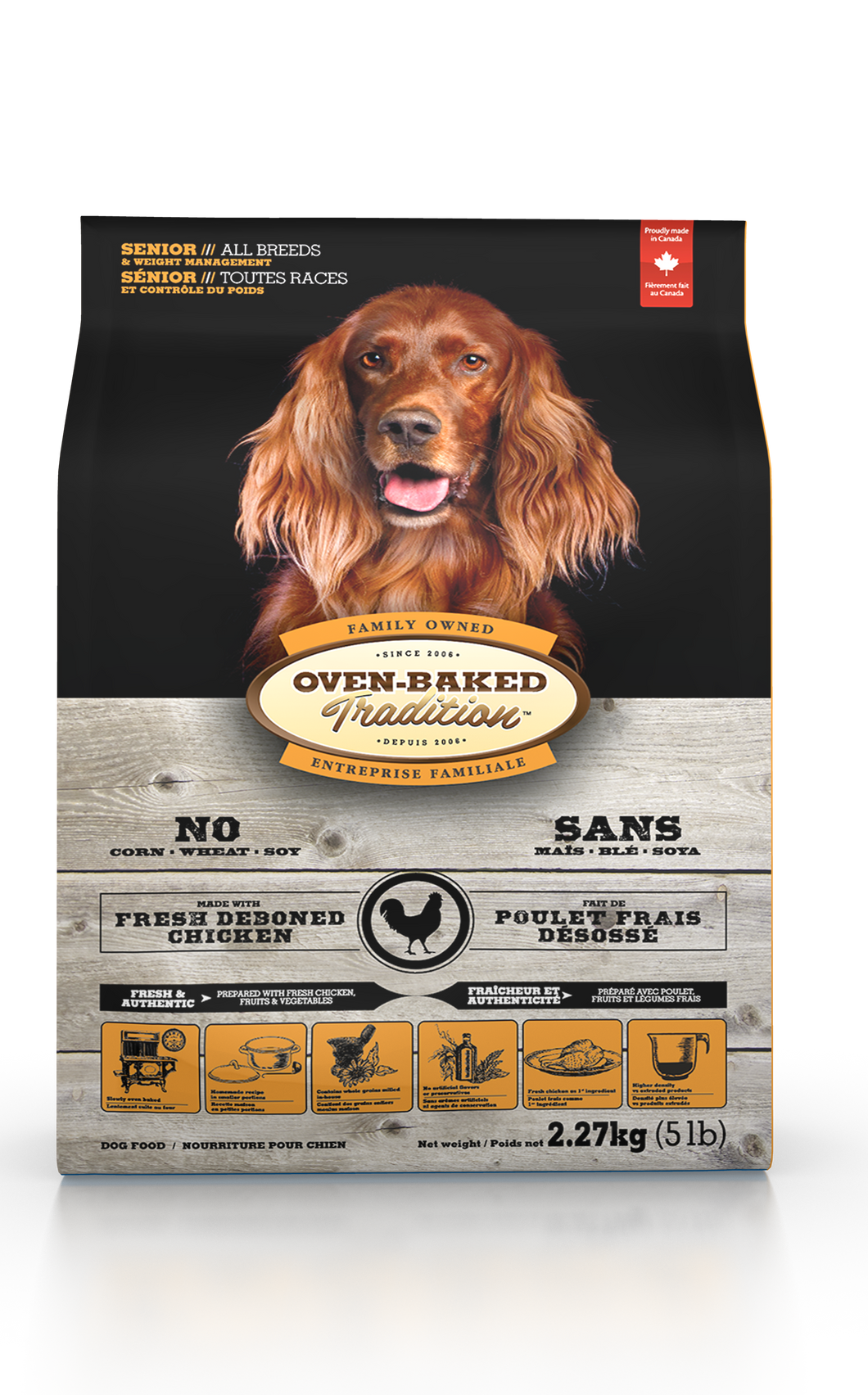 Oven-Baked Tradition Chicken Senior All Breeds  es un alimento  para perros adultos de todas las razas  pollo obt