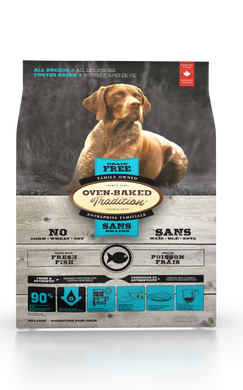 Oven-Baked Grain Free Fish All Breeds  es un alimento  para perros adultos libre de granos, pescado todas las razas obt