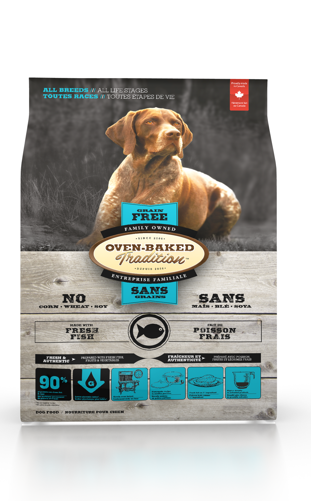 Oven-Baked Grain Free Fish All Breeds  es un alimento  para perros adultos libre de granos, pescado todas las razas obt