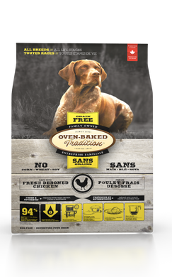 Oven-Baked Dog Grain Free Chicken All Breeds es un alimento para perros adultos libre de granos, pollo todas las razas